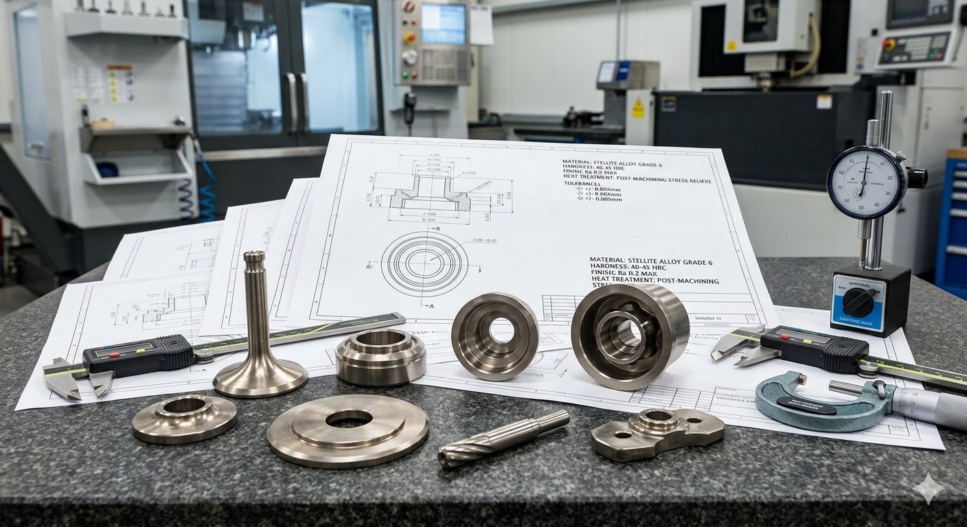 Custom Stellite Parts Manufacturing Custom machined Stellite alloy parts from engineering drawings