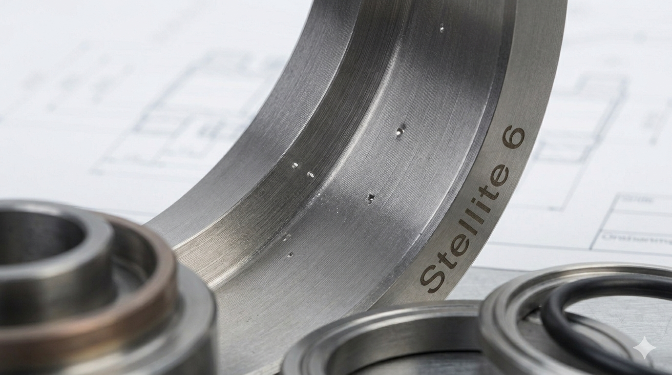A close-up of a wear-resistant Stellite 6 surface