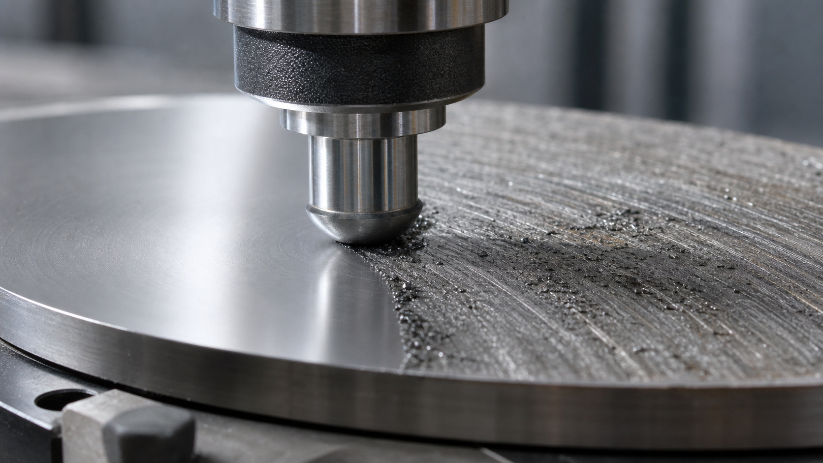 Wear test showing a metal sample resisting abrasive sliding contact.