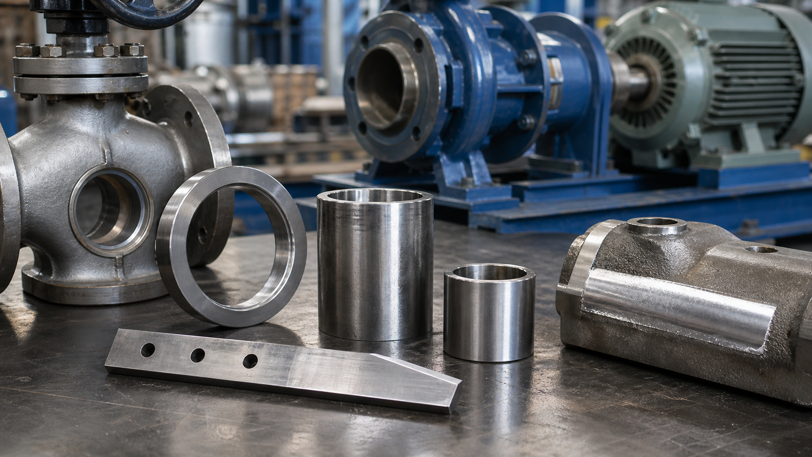 Stellite 6 valve rings, sleeves, bushings, and wear parts near industrial pump equipment.