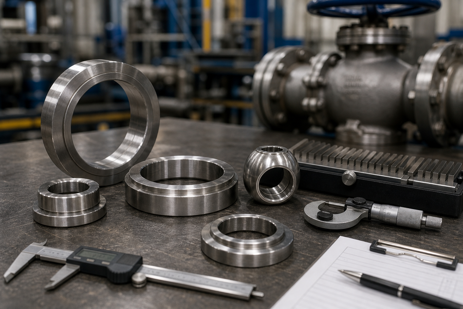 Oil and gas valve seat components prepared for inspection and quality control