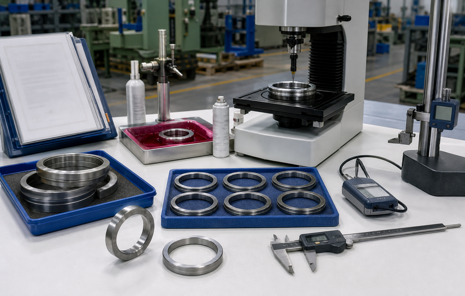Supplier quality inspection setup for Stellite 6 hardfaced valve seats and seal rings