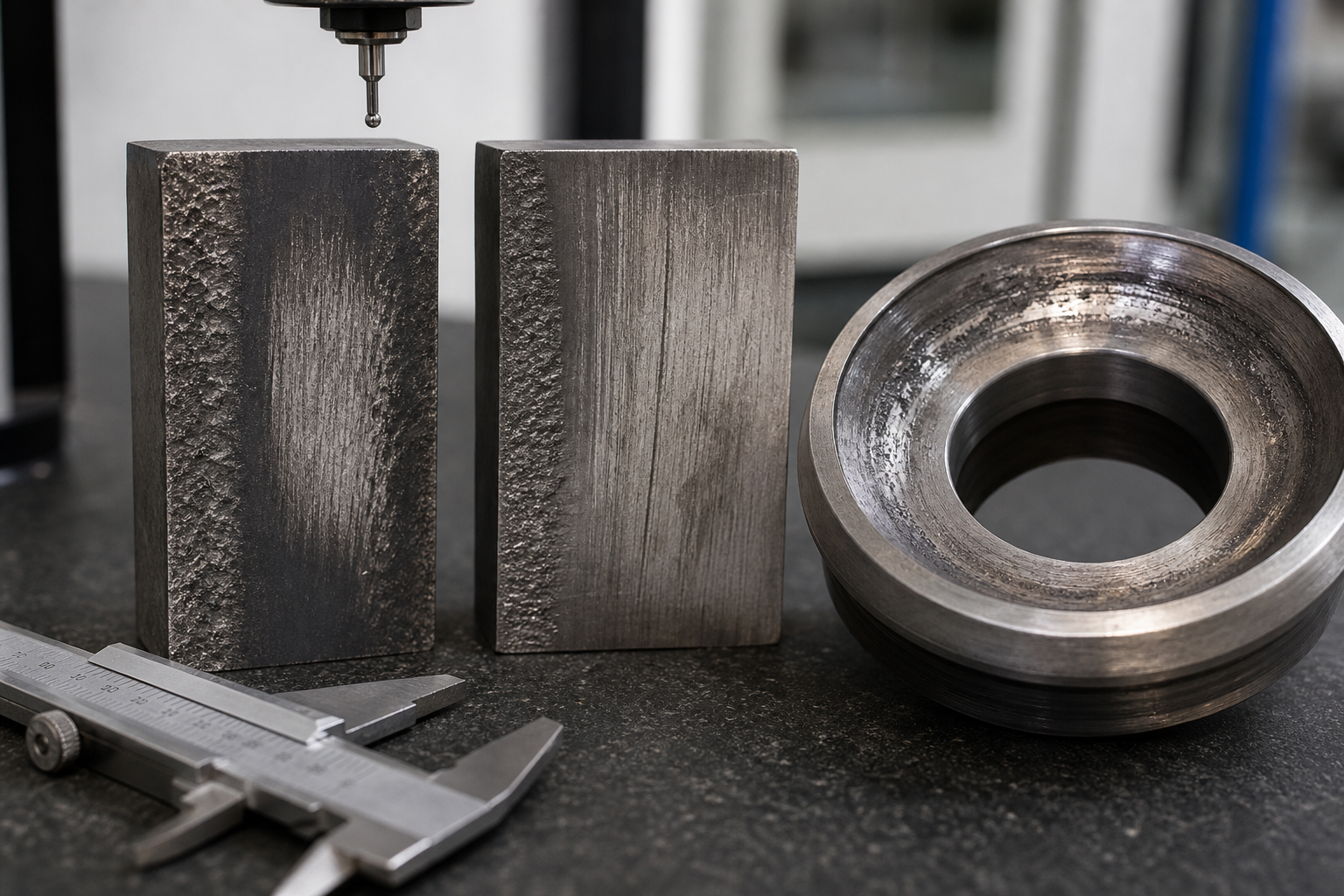 Abrasive wear comparison on cobalt alloy test coupons and valve seat samples